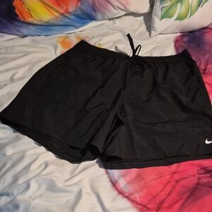 Nike Black Men's Athletic Shorts with White Swoosh